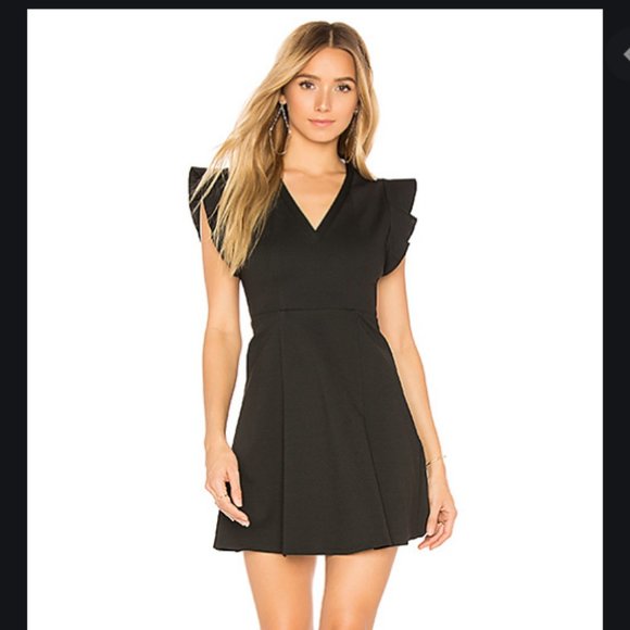 BCBGeneration Dresses & Skirts - Black Flutter Sleeve V-Neck BCBG Dress